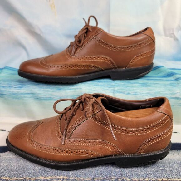 Rockport Shoes Comfort Brown Leather Wingtip Brogue Oxford Mens 7M - Picture 3 of 6